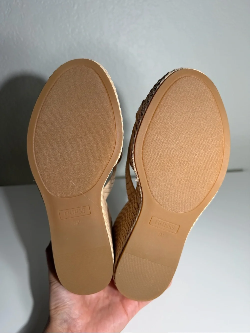 New Guess Eveh Knotted Jute Wrapped Platform Wedge Sandals